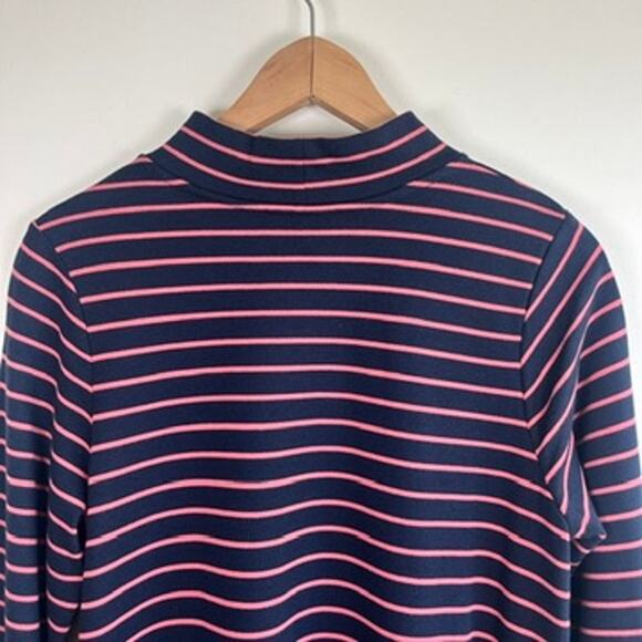 J.Jill Striped Mock Neck Long Sleeve Pocket Dress Modal Cotton Navy Pink Size M - Picture 11 of 12